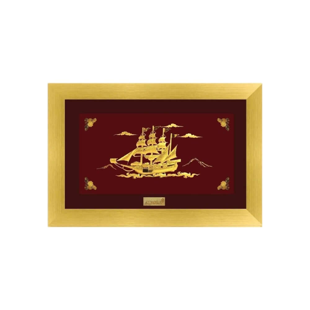 กรอบรูปเรือสำเภา AURORA DESIGN กรอบทอง ขนาด 18 X 12 ซม._1